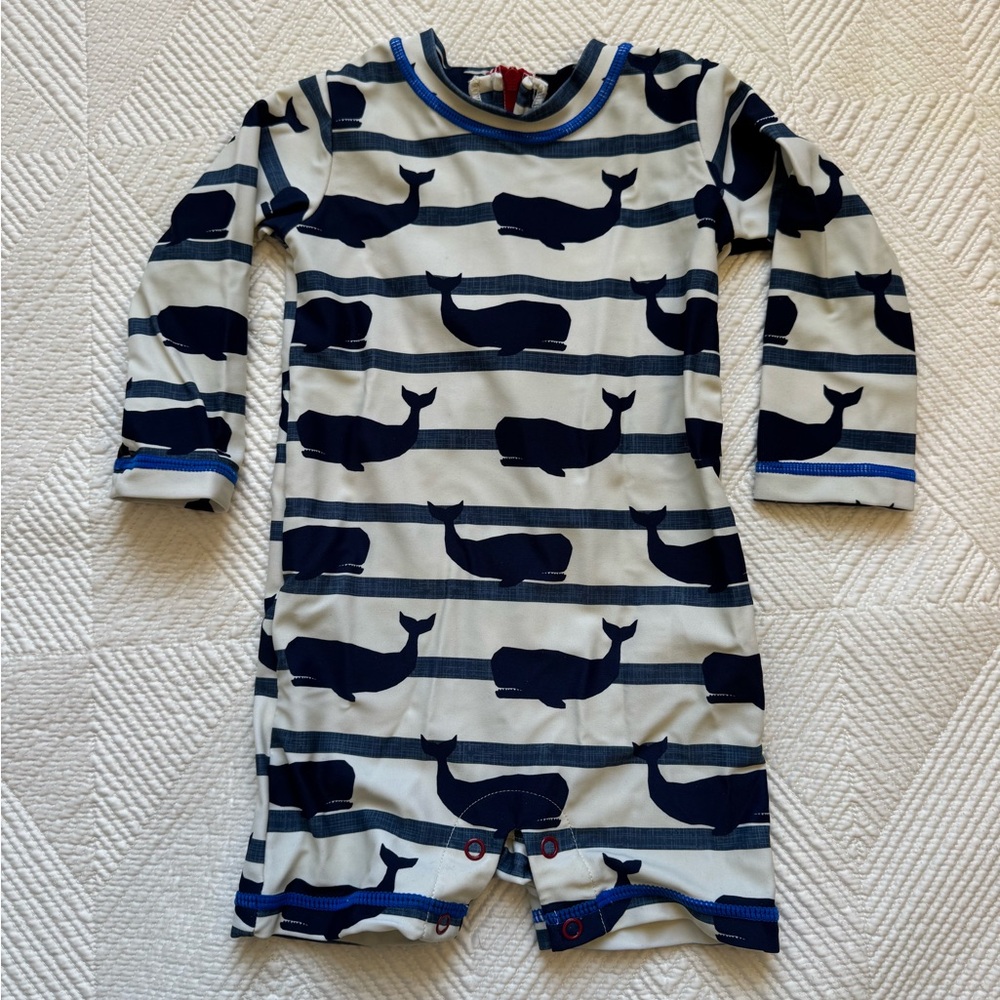 Hatley Nautical Whale One-Piece Rashguard Swimsuit